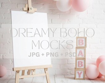 Welcome Sign Mockup, Outside Welcome Sign Mockup, Baby Shower Sign Display, Editable PSD, Baby Girl Party Sign, Digital Download