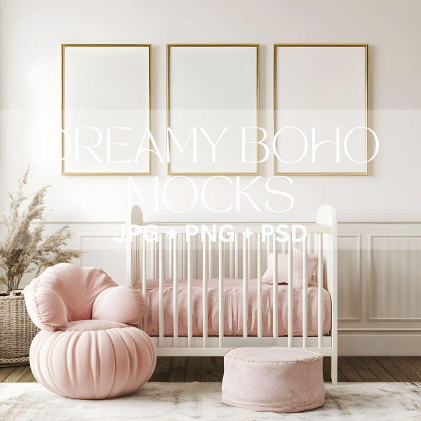 Pastell rosa Kinderzimmer Mockup, minimalistischen Mockup, Kinderzimmer 3 Frames Mockup minimal Kinderzimmer Interieur Mockup, Instant Download