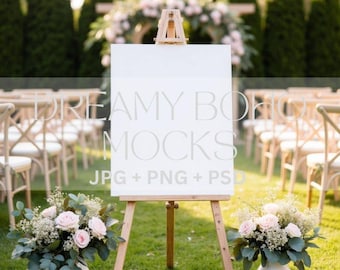 Welcome Sign Mockup, Elegant Welcome Wedding Sign Mockup, Outside Wedding Sign Display, Editable PSD, Wedding Stationery, Digital Download