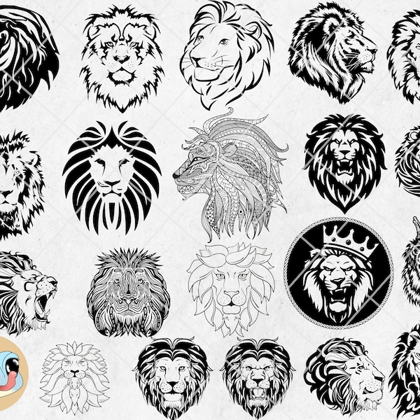 Lion Svg, Lions Svg Bundle Digital, Animal Face, King Lion svg, Wild Animal svg file,Lion Face svg, Leo svg,Animal Svg,Savana animal clipart