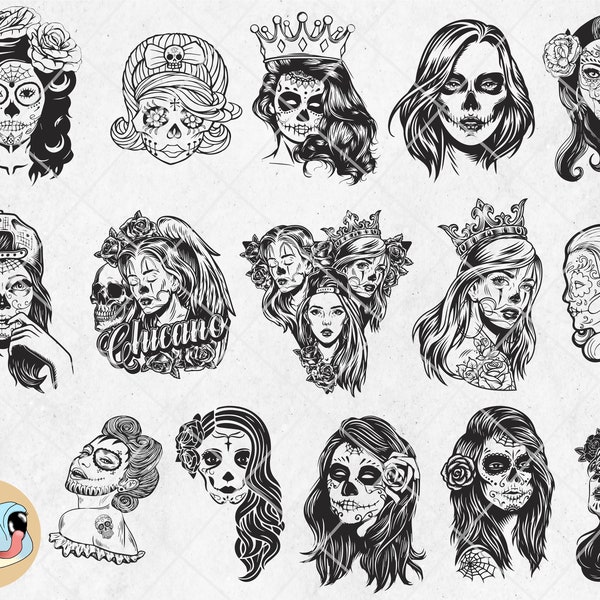 Fichier SVG Sugar Skull Girl, Skull Girl svg, svg Sugar Skull, Skull Candy svg, Sugar Skull Woman svg, Sugar Skull Shirts, Sugar Skull Clipart