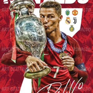 Cristiano Ronaldo  Poster/Canvas Print, Watercolor Painting Sports Art, Office, Man Cave,  Wall Decor, Sports Bar, Portugal national team
