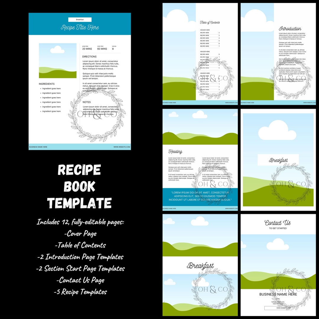 Recipe Book Bundle TEMPLATE Family Recipe Book Recipe Card TEMPLATES