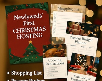 Newlyweds' First Christmas Hosting Booklet | Holiday Planning Guide | Gift Budget, Meal Timeline, Shopping List | Instant Download PDF