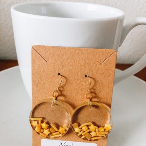Gold Jackpot Mix Large Round Resin Sprinkle Earrings