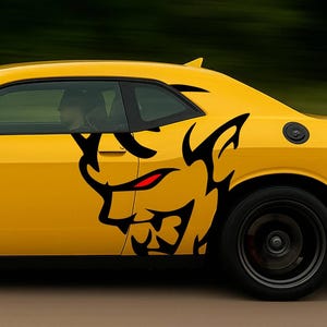 For 2013 - 2023 Dodge Challenger Demon Head Side Design  (Includes Both Sides)