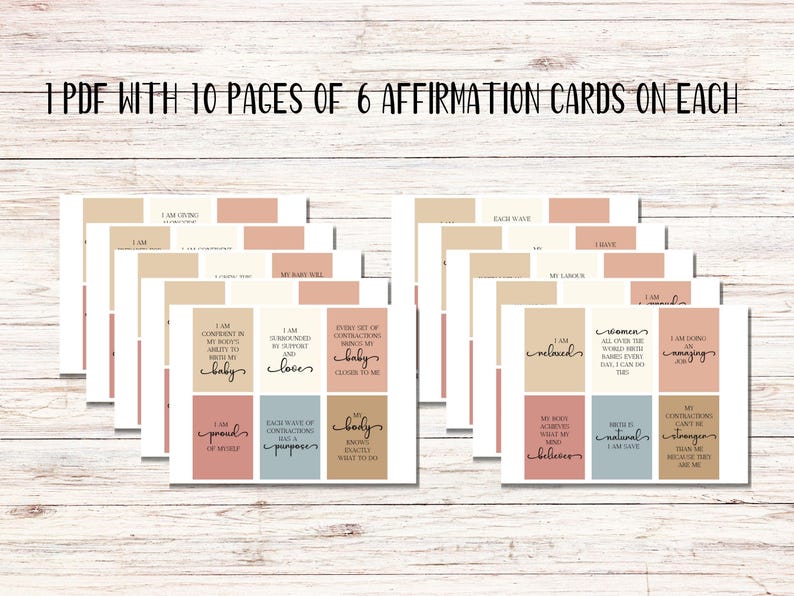 60 Labor and Birth Affirmation Cards, Minimalist Printable Cards for ...