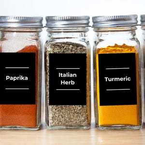 Spice Jar Labels Black, Modern Minimalist Kitchen Labels, Herbs & Seasoning Labels, DIY Spice Label, Instant Download