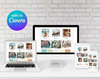 Vision Board Manifest Happiness Editable in Canva, Mood Board for Women or Men Inspiring, Positive Affirmations Abundance Law of Attraction
