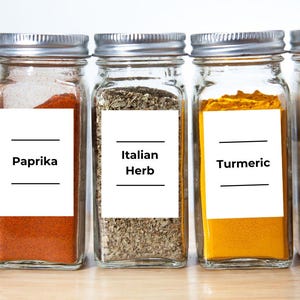 Spice Jar Labels White, Modern Minimalist Kitchen Labels, Herbs & Seasoning Labels, DIY Spice Label, Instant Download