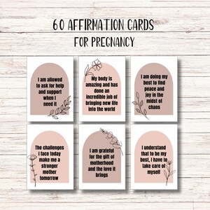 60 Pregnancy Affirmation Cards, Boho Printable cards soon to be moms, Doula Cards, Instant Download
