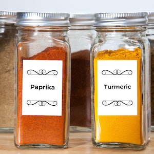 Spice Jar Labels White, Modern Minimalist Kitchen Labels, Herbs & Seasoning Labels, DIY Spice Label, Instant Download