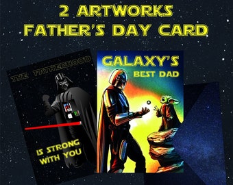 Tarjeta IMPRIMIBLE del Día del Padre, Descarga digital Tarjeta de felicitación del Día del Padre, Tarjeta divertida del Día del Padre para papá, Tarjeta temática divertida de Star Wars PDF