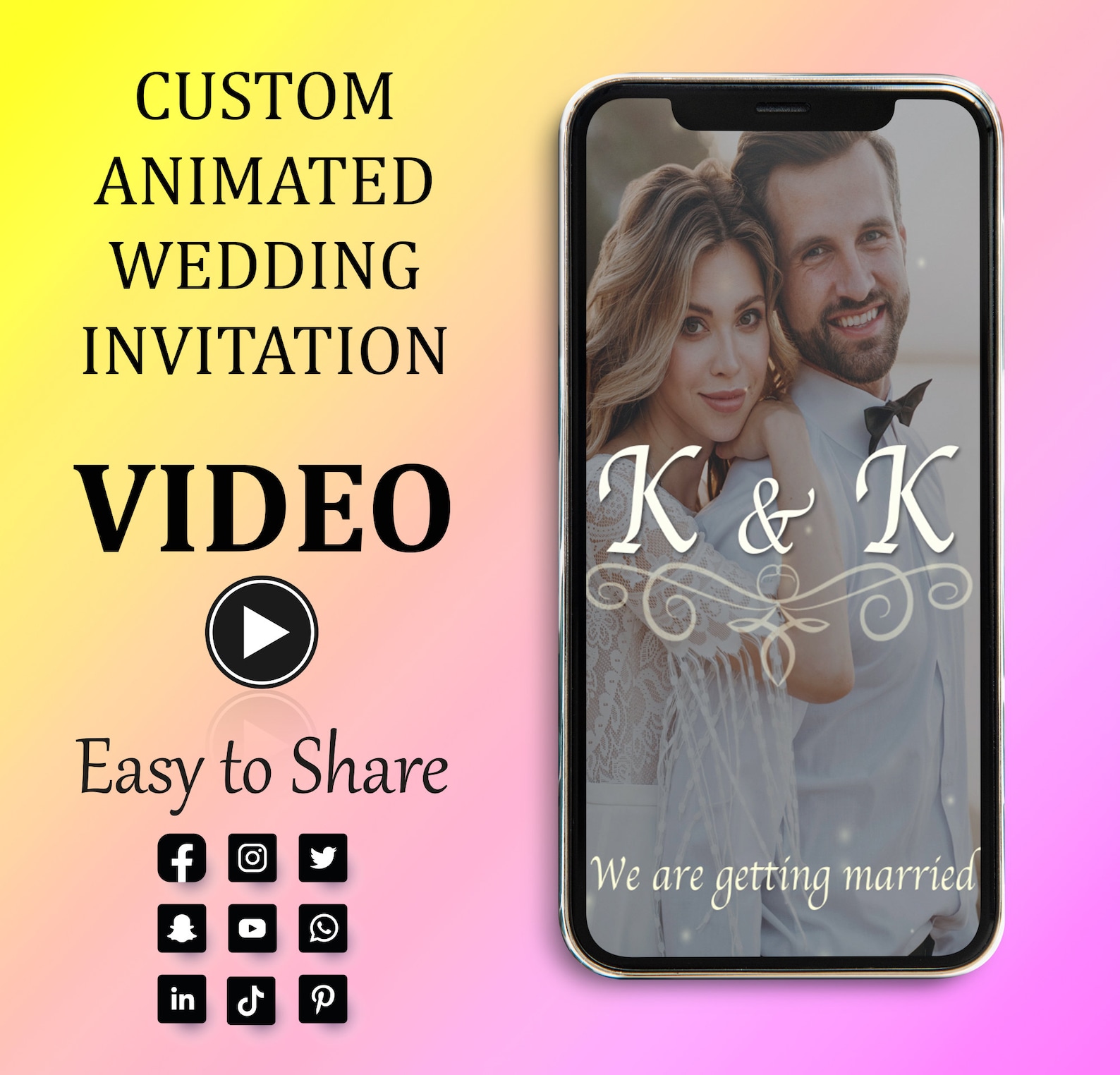 Wedding Video Invitation, Wedding Animated Card, Digital Electronic ...
