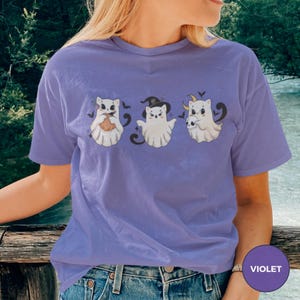 Cat Halloween Shirt, Ghost Cat Tee, Halloween Party T Shirts, Cat Shirt, Cat Lover Shirt, Black Cat Shirt, Kittens Halloween Shirt, Cute Cat