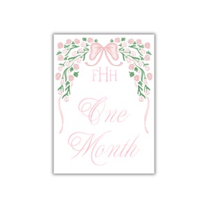 Cartes jalon florales / Fleurs aquarelles / Jalons importants pour bébé fille / Cartes jalons roses / Monogramme bébé personnalisé / Cartes jalons