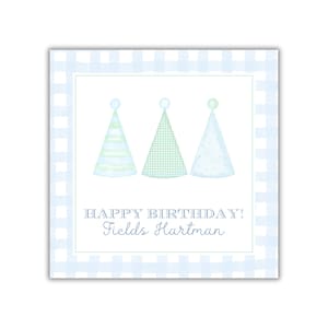 Etiqueta de sombrero de cumpleaños de acuarela, tarjetas de recinto, etiquetas de regalo personalizadas, etiquetas de regalo de acuarela, etiquetas de regalo para niños, recintos de feliz cumpleaños
