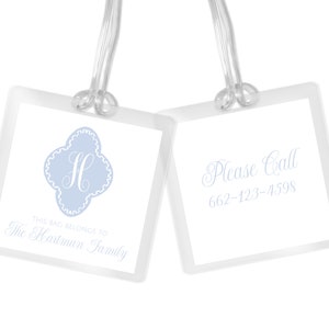 Personalized Bag Tag, Diaper Bag Tag, Laminated Bag Tag, Personalized Laminated Bag Tag, Luggage Tag, Watercolor Crest Bag Tag, Stroller Tag