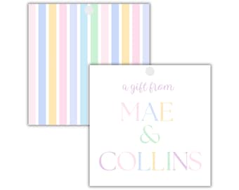 Colorful Pastel Children's Gift Tags, Enclosure Cards, Personalized Gift Tags, Watercolor Gift Tags, Watercolor Enclosure Cards