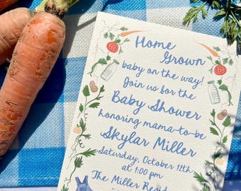 Home Grown Baby Shower, Home Grown Shower Invite, Home Grown Baby on the Way, Baby Shower Invitation