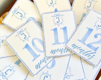 Watercolor Baby Boy Blue Monthly Milestone Cards