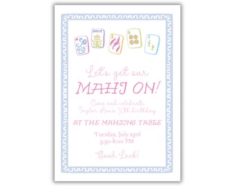 Mahjong Party Invitation, Mahjong Gifts, Mahjong Lovers, Mahjong Party, Mahjong Invitations