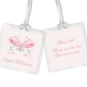 Personalized Bag Tag, Diaper Bag Tag, Laminated Bag Tag, Personalized Laminated Bag Tag, Luggage Tag, Watercolor Crest Bag Tag, Stroller Tag