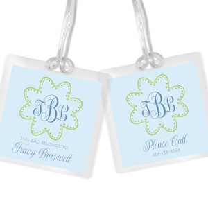 Personalized Bag Tag, Diaper Bag Tag, Laminated Bag Tag, Personalized Laminated Bag Tag, Luggage Tag, Watercolor Crest Bag Tag, Stroller Tag