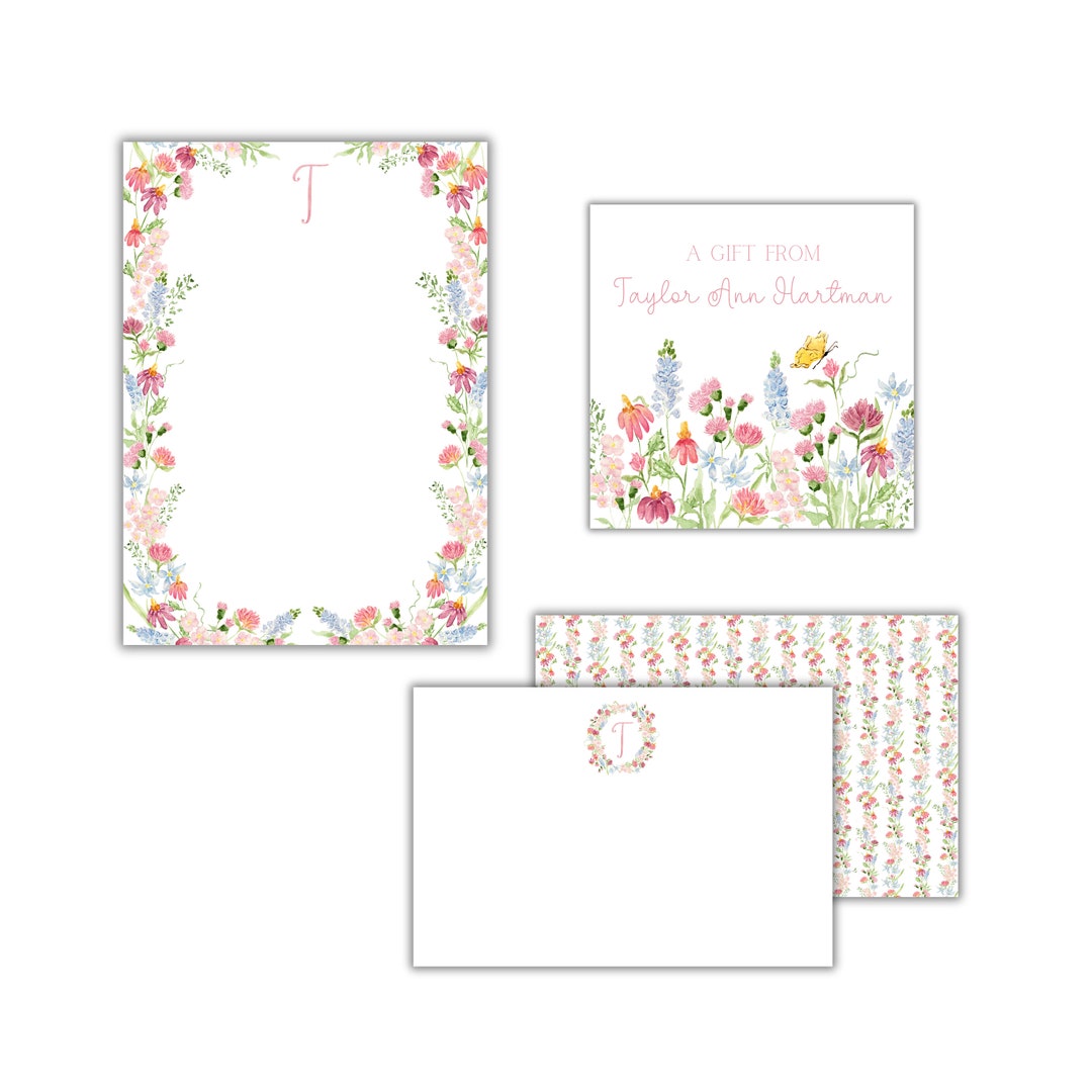 Floral Stationery Gift Set, Personalized Notepad and Cards - Etsy