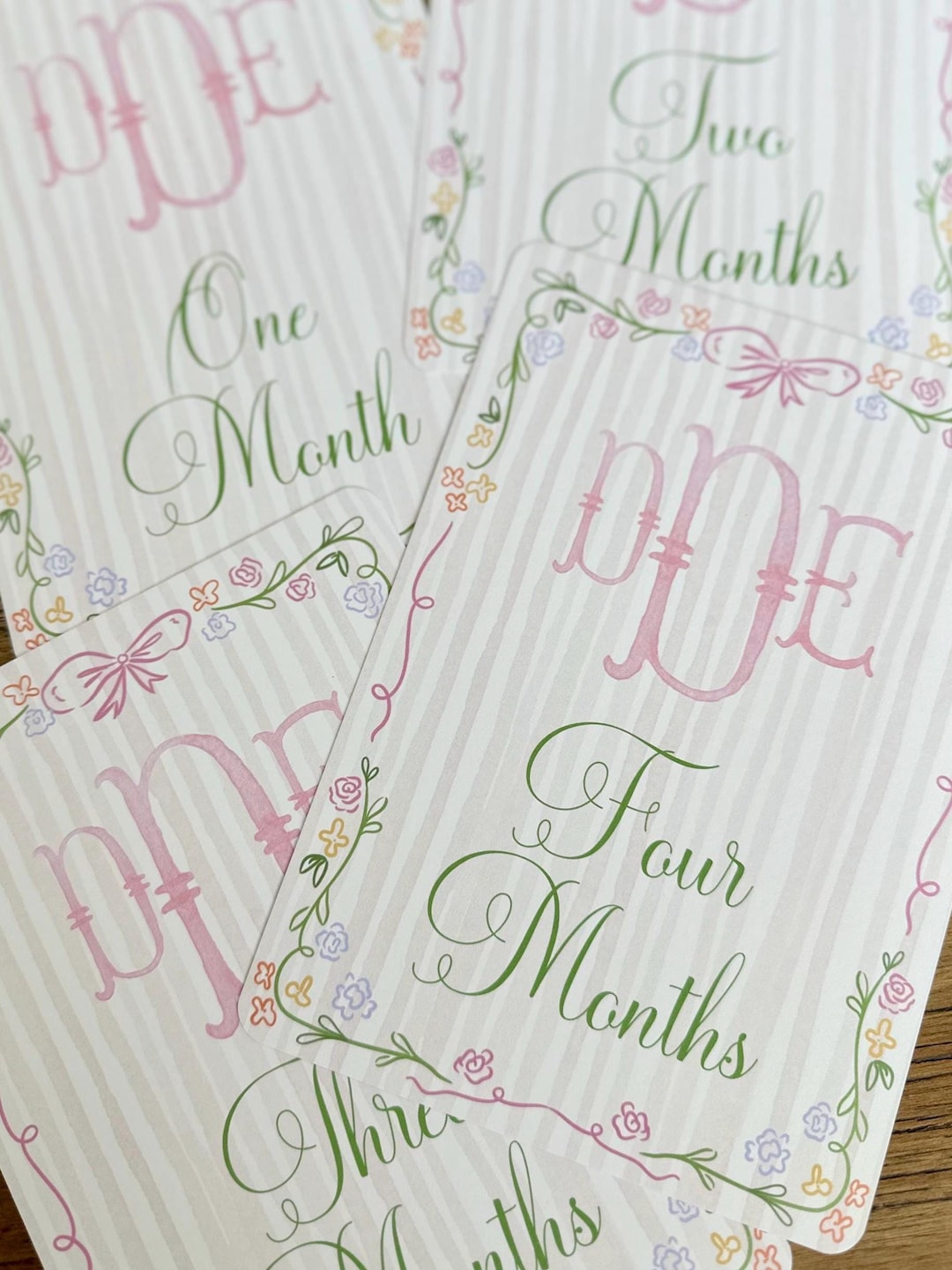 Baby Girl Monthly Milestone Cards / Watercolor Florals / Pink Milestone ...