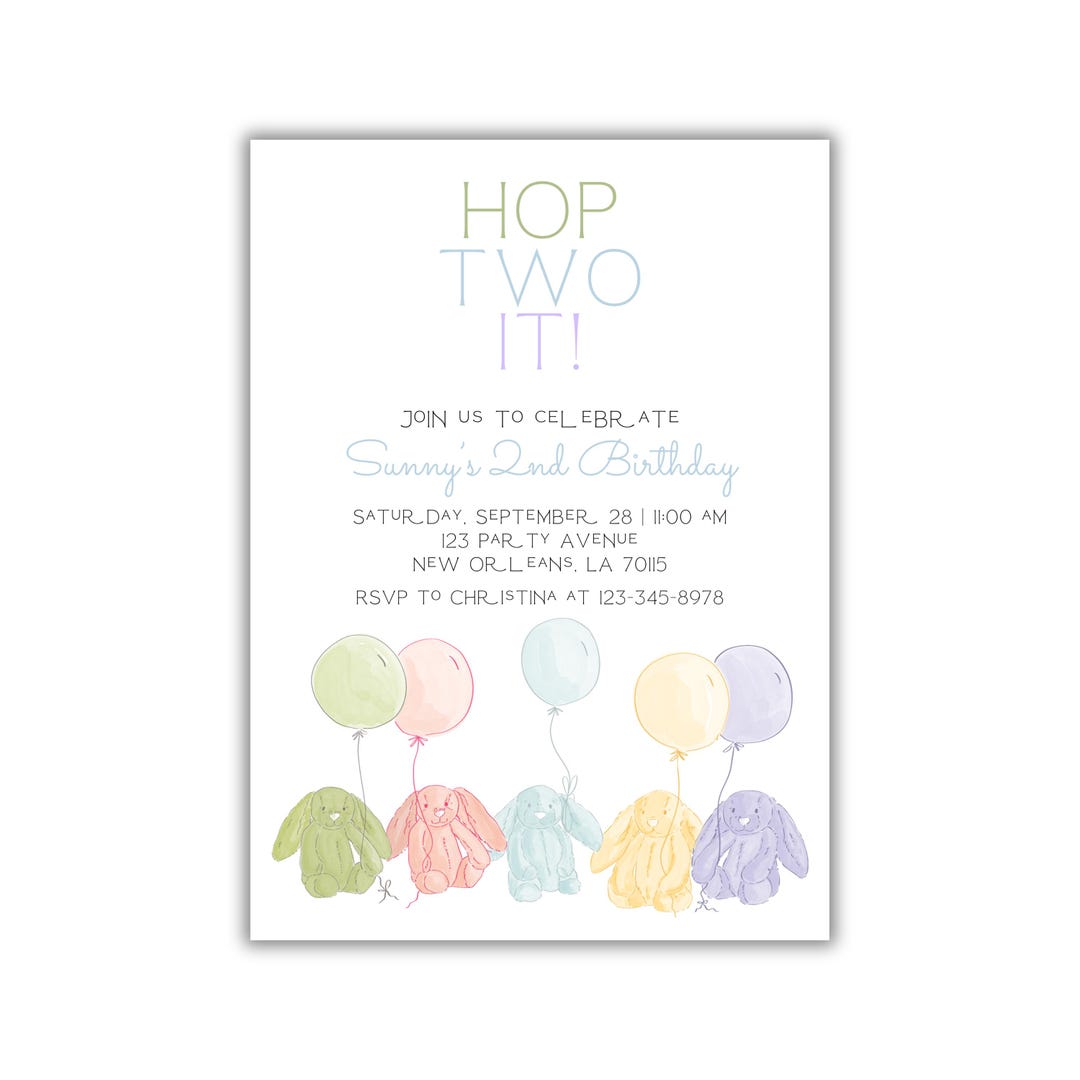 Hop Two HOP TWO IT Birthday Invitation, Hop Two It, Second Birthday Invitations ...