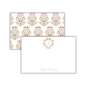Papeterie écusson floral, Papeterie personnalisée, Ensemble de papeterie, Cartes de correspondance personnalisées