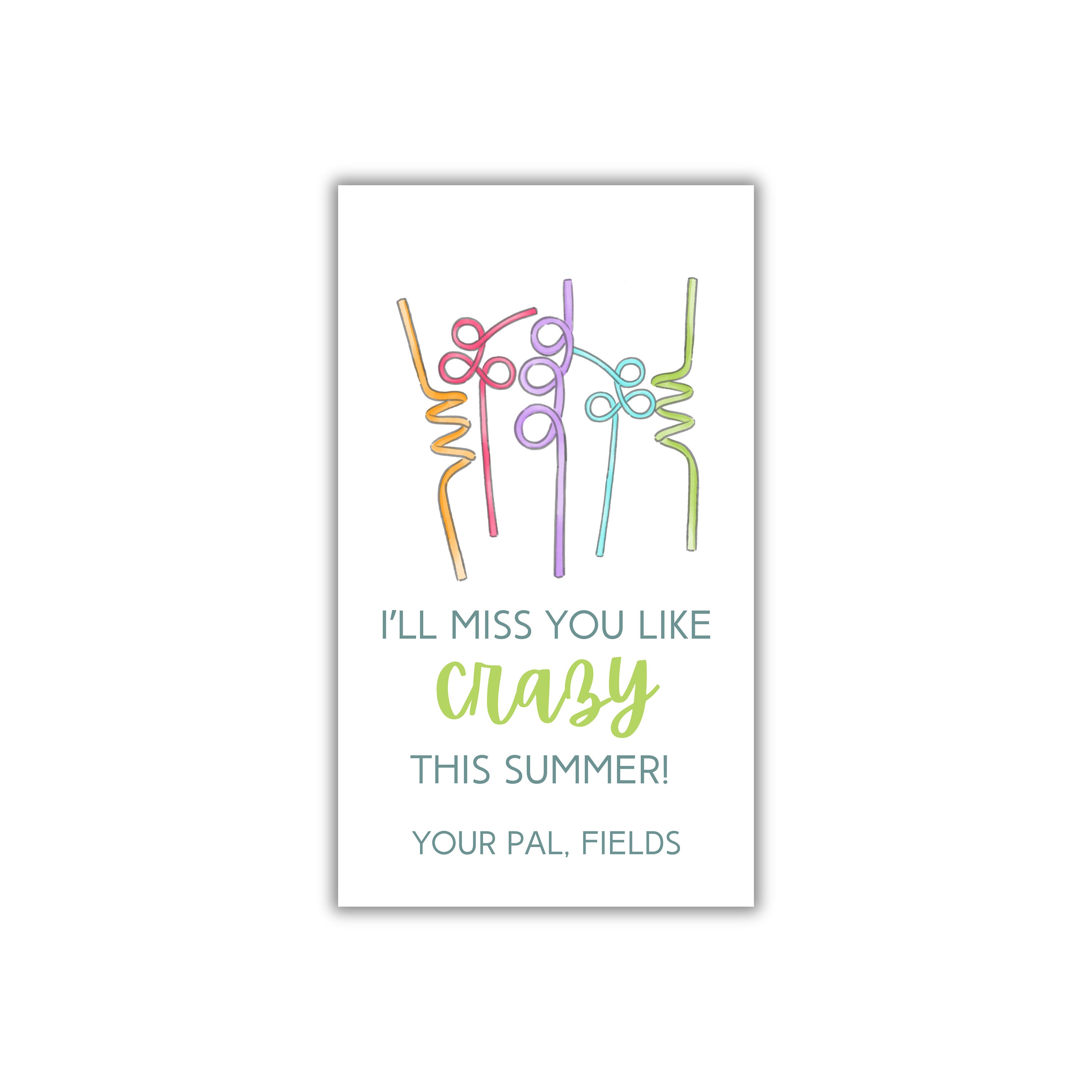 Crazy Straw Gift Tags / School Gift Tags / End of School Gifts / End of ...