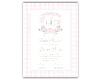 Invito per baby shower con stemma semplice, invito per baby shower, inviti per baby shower, baby shower rosa, baby shower