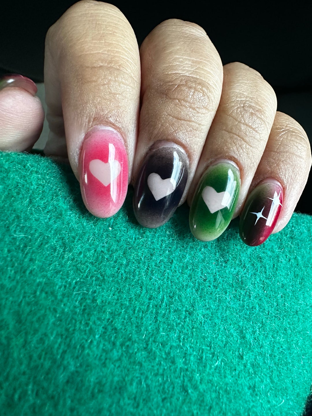 Press on Nails Palestine Nail Art Airbrush Aura Hearts Etsy