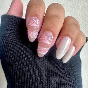 Press On Nails (Free Sizing Kit Included With 1st Purchase) | 3D Shell Nails | Seashell Nails | Beach Nails | Sand Nails | Pearl Nails