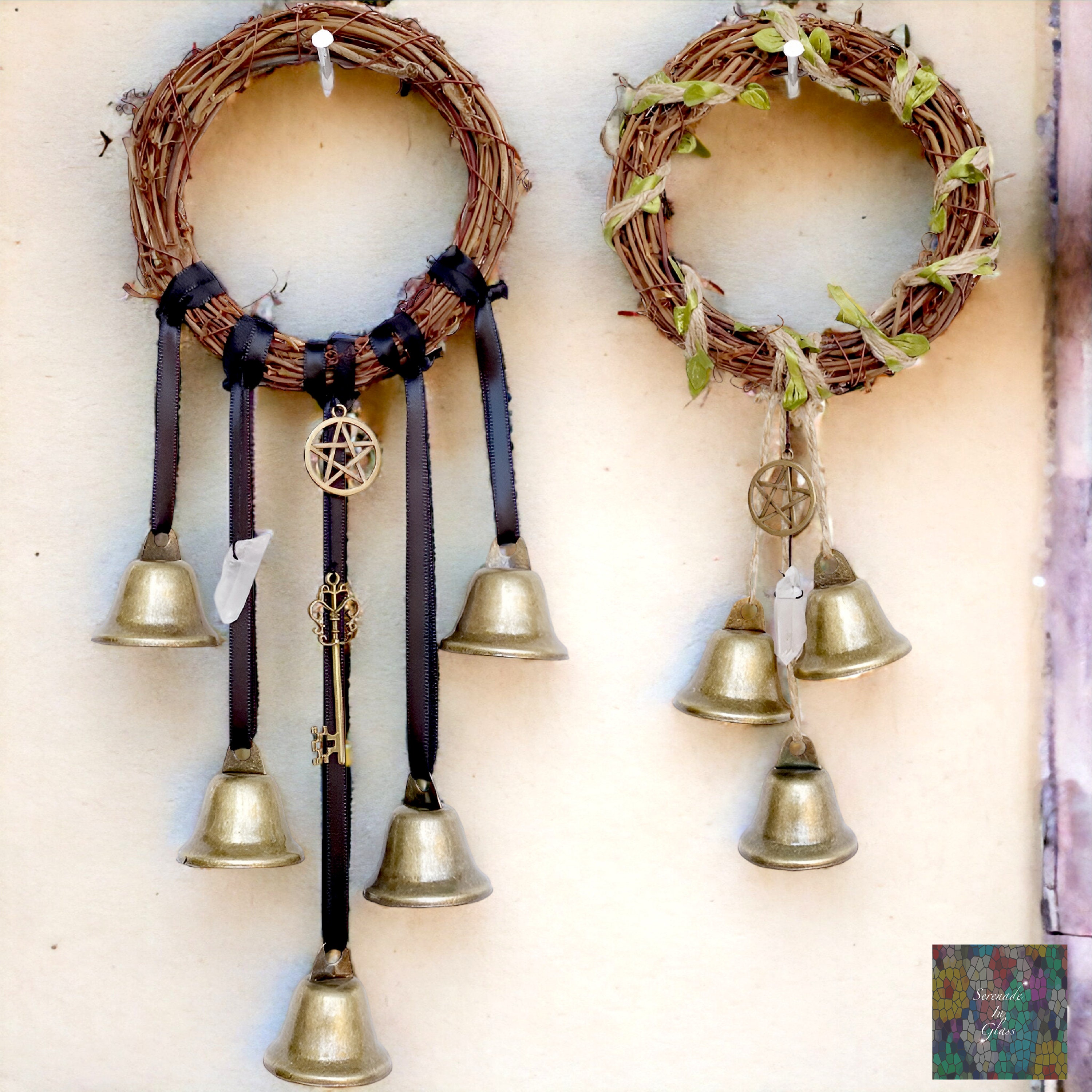 Witch Bells for Protection, Handmade Witchy Decor for Door Knob, Home Decor  Gift with Half Moon Wreath, Wicca Supplies with Witches Runes Witchcraft  Crystal to Block Negative Energy, Cone Bells – SAFCARE