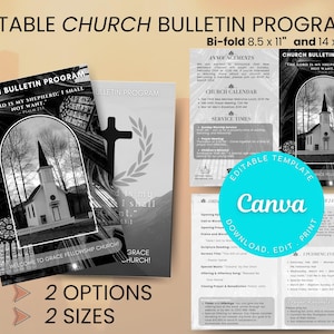 Plantilla de boletín de la iglesia: Programa editable en formato Canva (descarga digital)