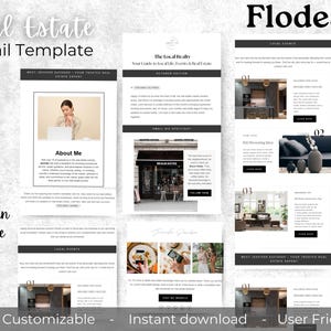 Realtor Email Newsletter Template for Flodesk: Modern Monthly Design (Digital Download)