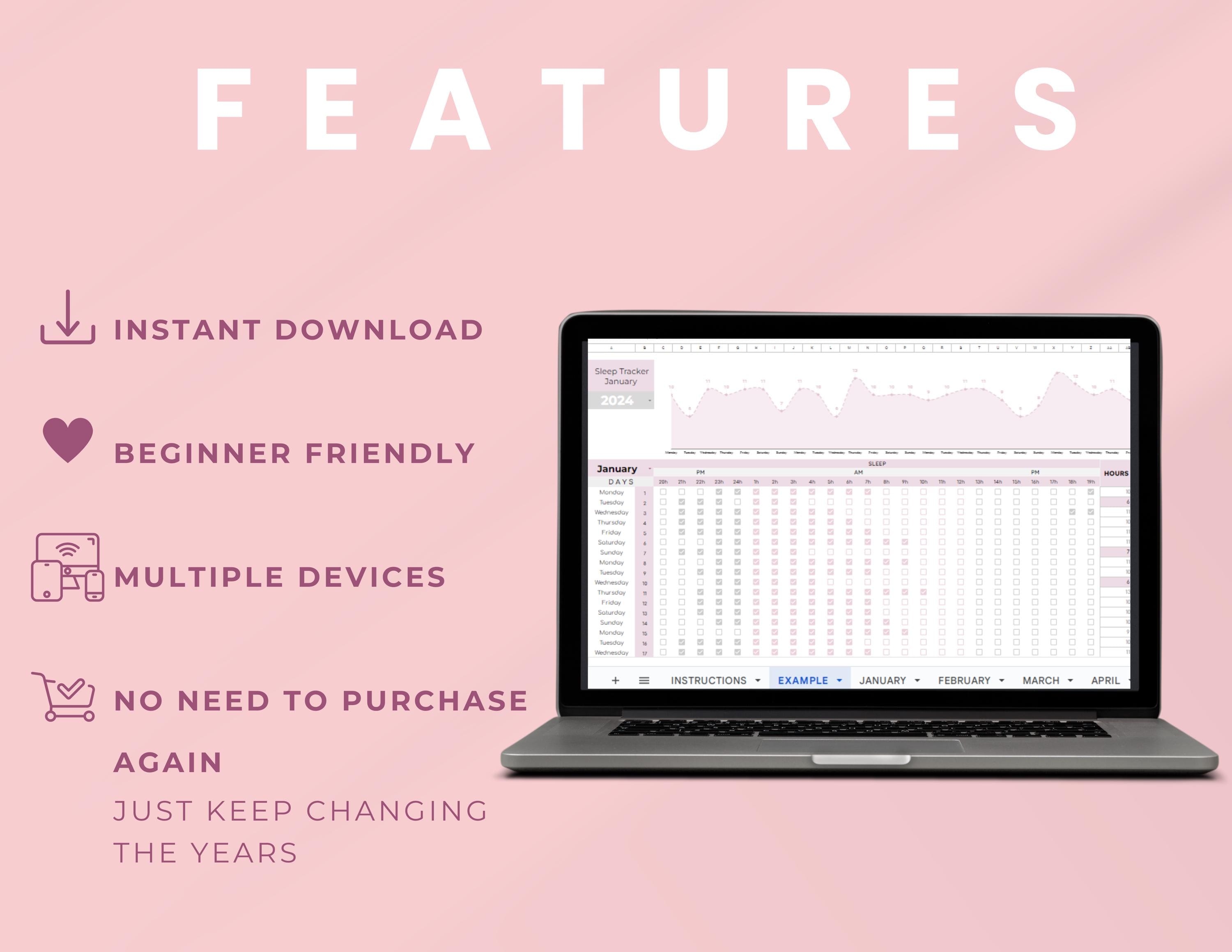 Sleep Tracker Spreadsheet Google Sheets Template, Sleep Journal ...