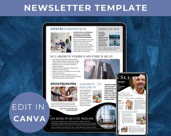 Editable Newsletter Template: Professional Print Design (Canva)
