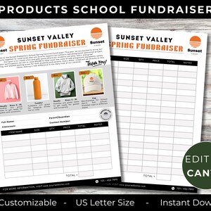 Fundraiser-Bestellformular, 4 Produkte bearbeitbare Canva-Vorlage, Spirit Wear, Schulfliegervorlagen, PTA-Flyer