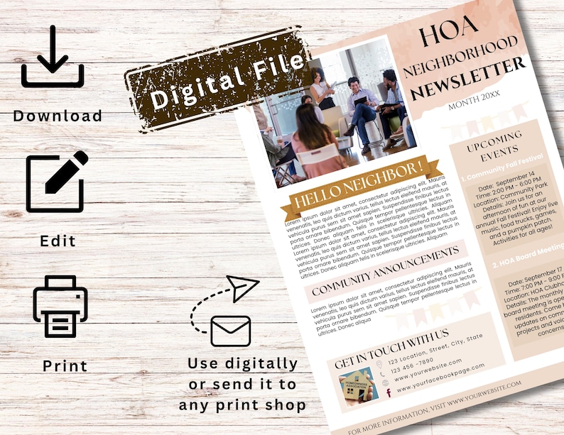 Editable HOA Newsletter Template: Community Updates (canva, Instant ...