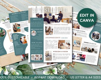 Editable Canva Newsletter Template: Business, Nonprofit (Digital Download)