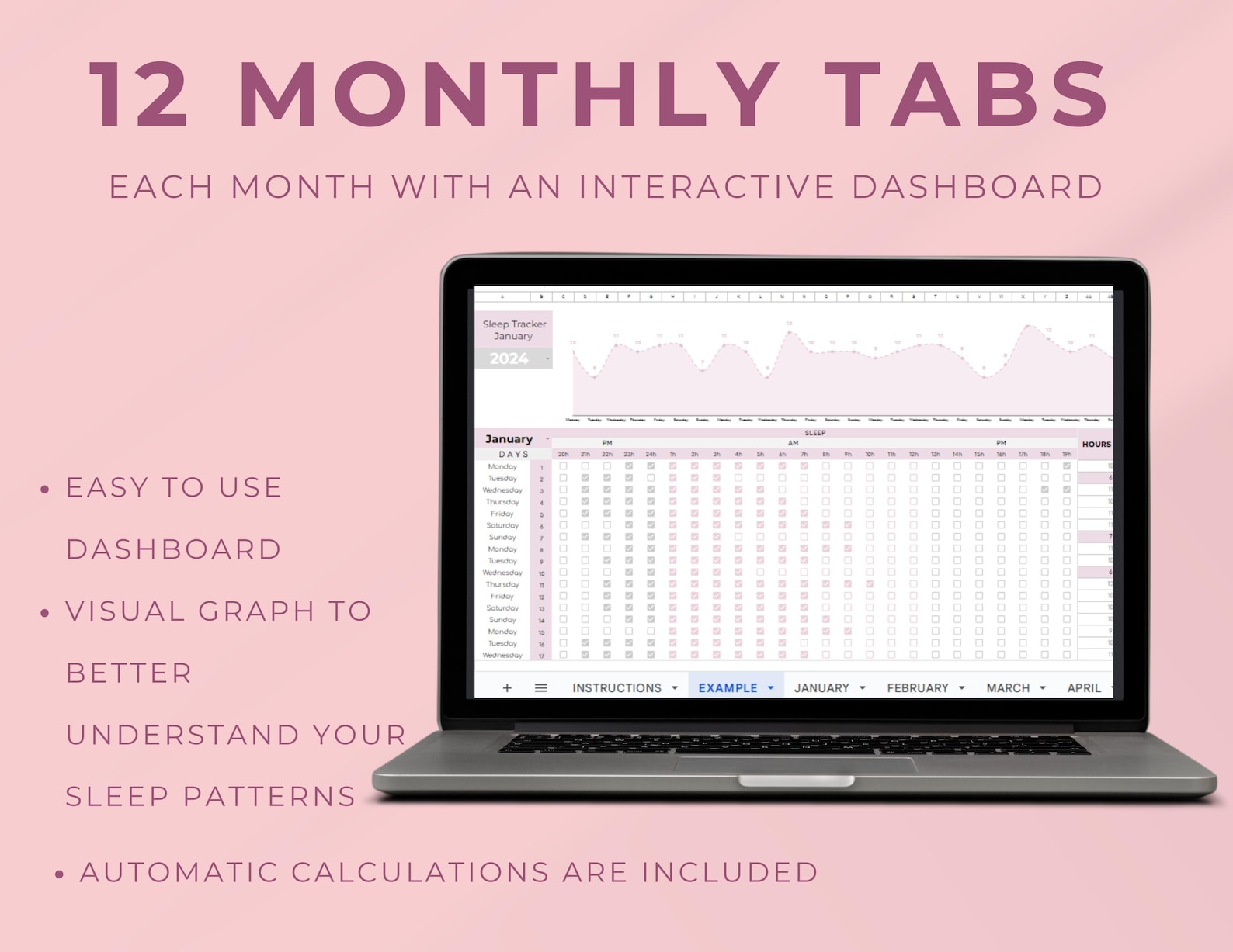 Sleep Tracker Spreadsheet Google Sheets Template, Sleep Journal ...