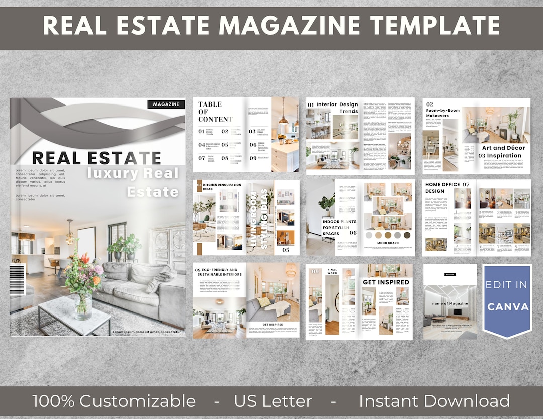 Real State Magazine Real Estate Magazine Template: Modern Realtor Branding Kit (canva PDF ...