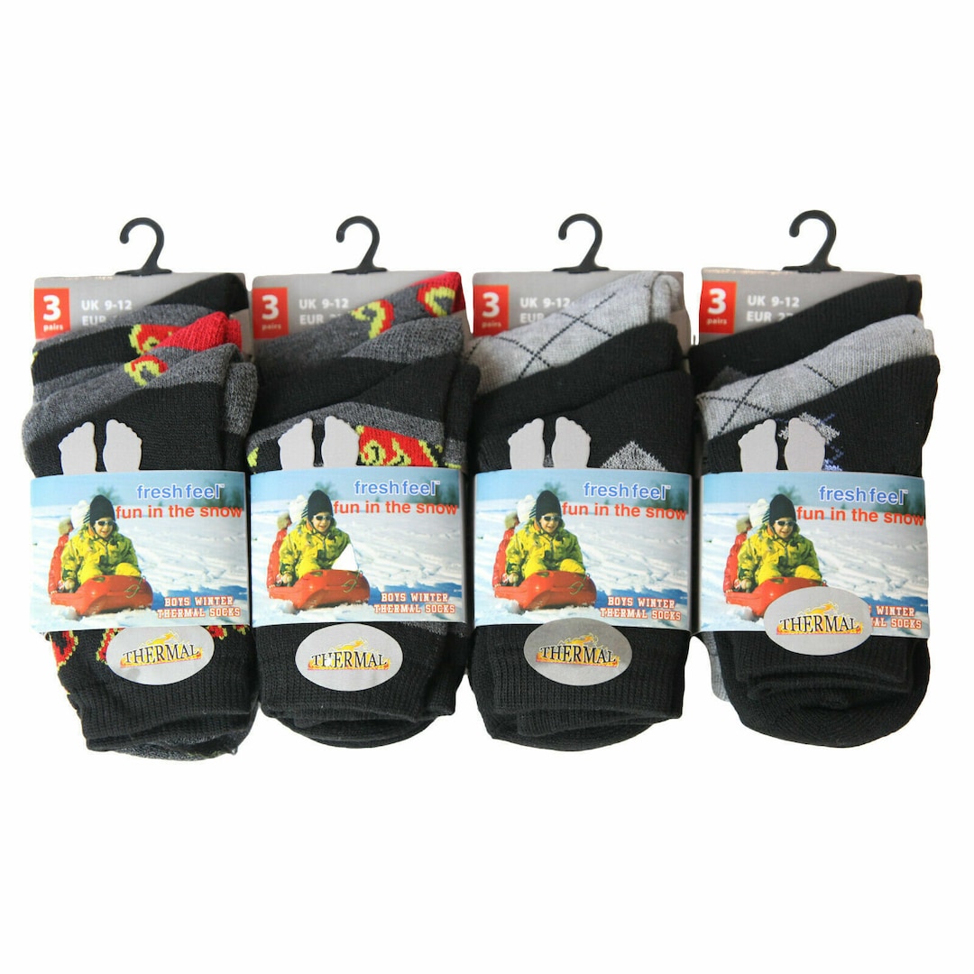 Childrens Thermal Socks Boys Thermal Thick Boot Kids Winter Warm Socks