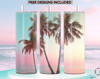 Beach Tumbler Wrap PNG, 20 oz Skinny Tumbler Sublimation Design Digital Download PNG, Tumbler Straight and Tapered, Beach PNG