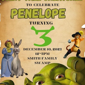 Editable Shrek Third Birthday Party Invitation Template | Editable Shrek Party Invite | Swamp Birthday| Ogre Birthday | Instant Download