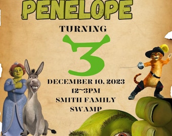 Editable Shrek Third Birthday Invitation: Swamp Party Invite (Instant Download Canva Template)